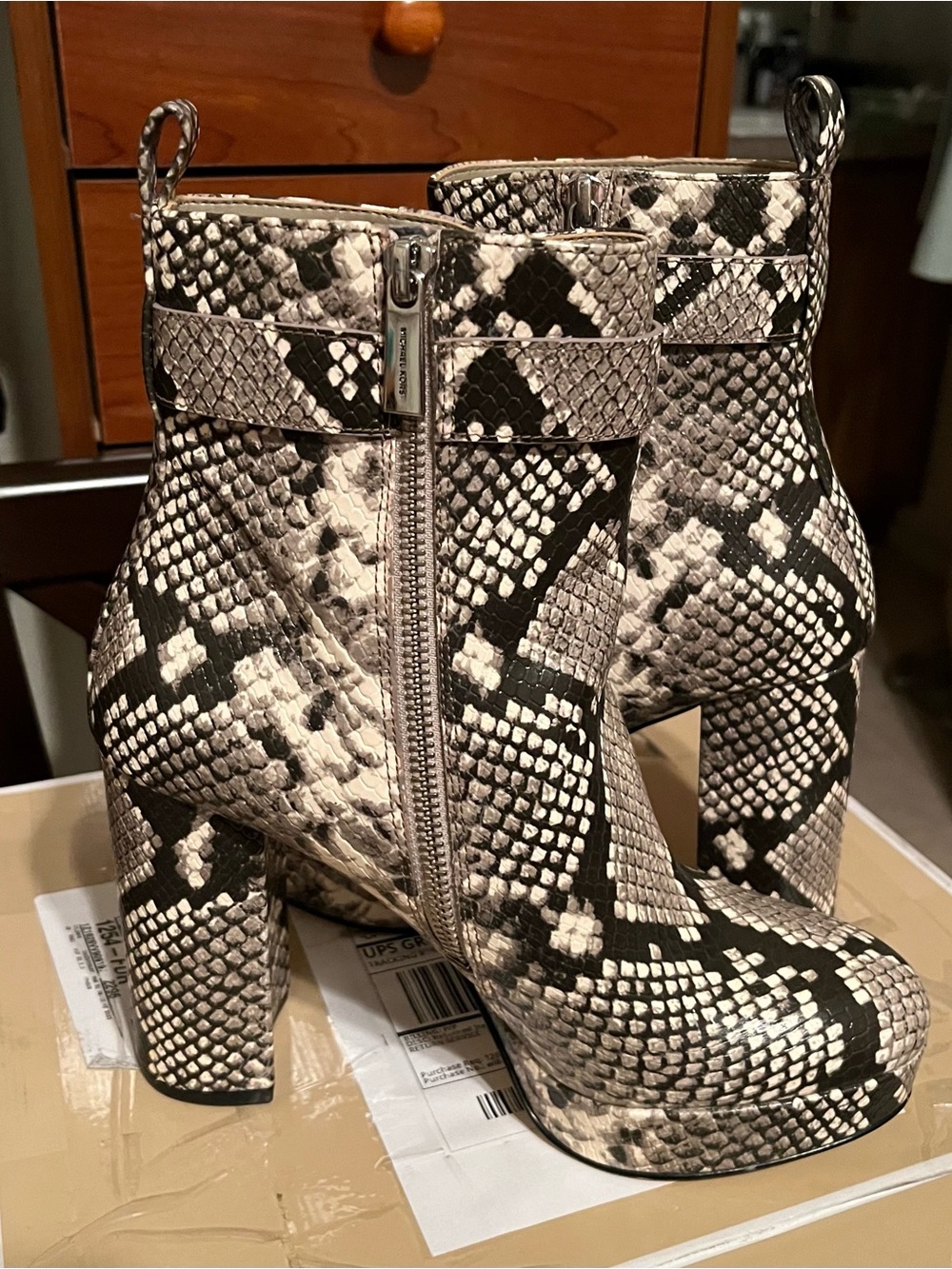 Michael Kors Parker Snake-Print Platform Ankle Boot in Neutral Taupe - Picture 4 of 6